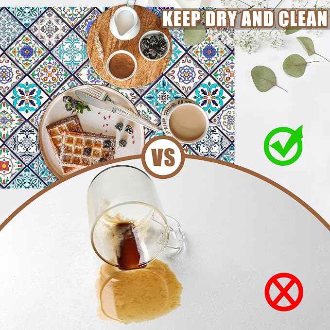 Colorful Tiles Dish Drying Mat for Kitchen Counter Coffee Mat Hide Stain - Image 6