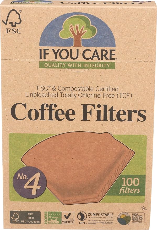 If You Care # 4 Cone Shaped Unbleached All Natural Compostable Coffee Filters by IfYouCare