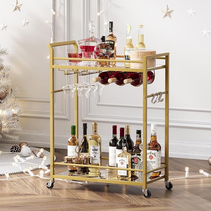 3 Tier Bar Cart, Small Beverage Cart, Mini Bar Cart by Unknown