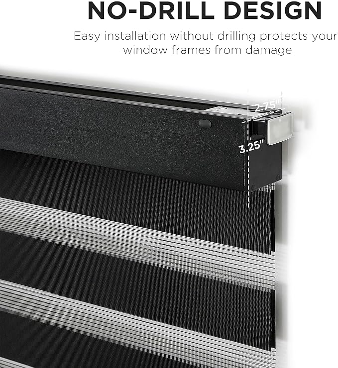 Joydeco No Drill Zebra Blinds for Windows, Cordless Day & Night Dual Sheer - Image 4