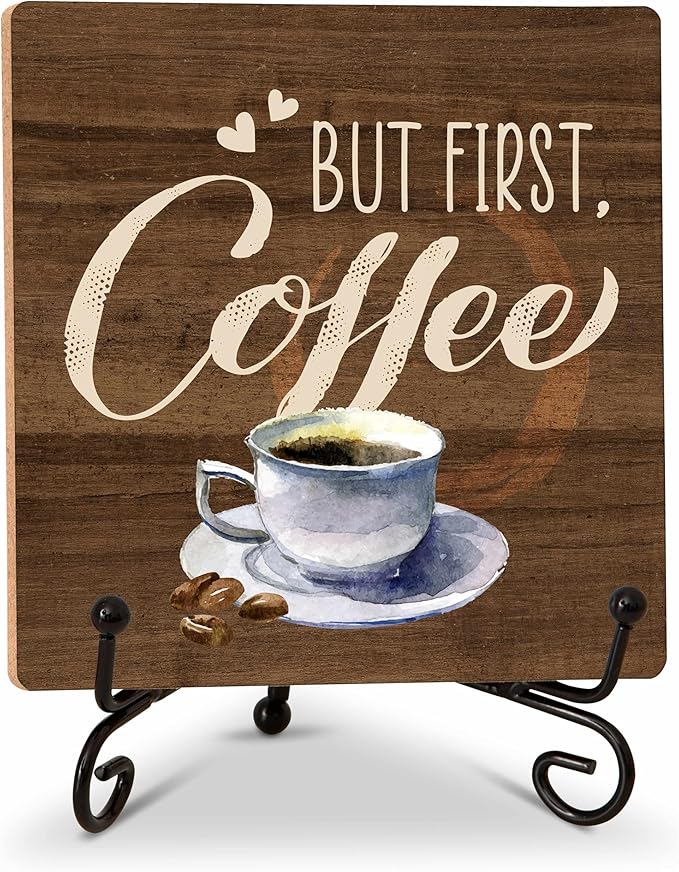 Wooden Coffee Decor, But First Coffee Gift by Honluntech