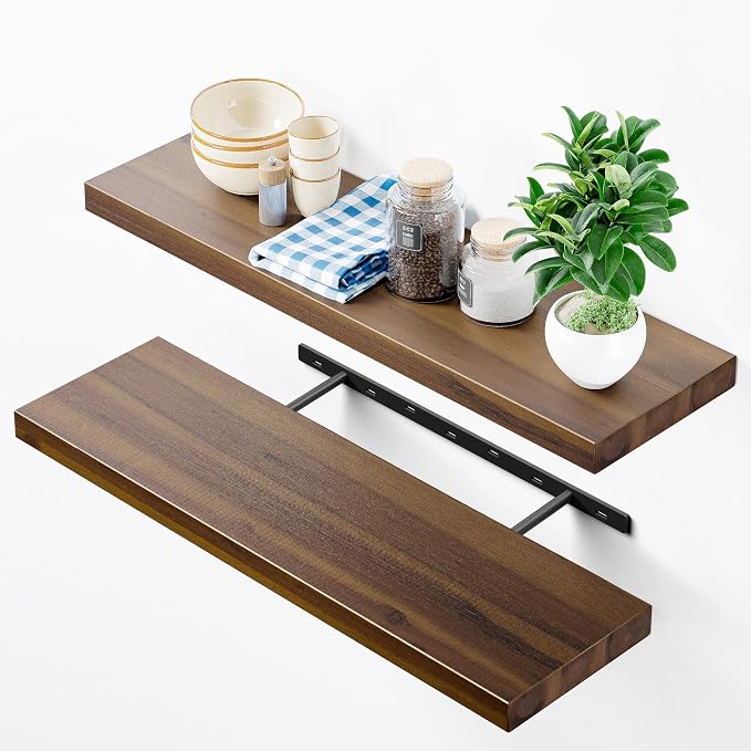 BATODA Set of 2 24" Acacia Floating Shelves by BATODA