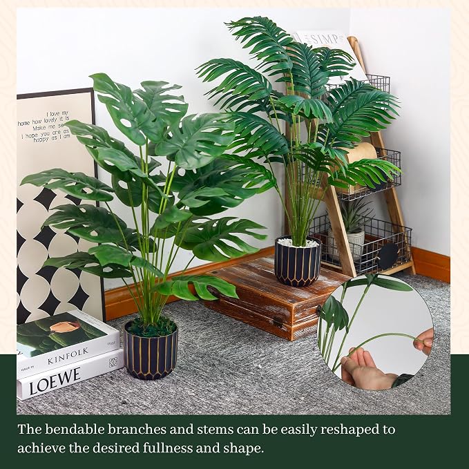Der Rose Fake Palm Tree Large Artificial Potted Monstera Plants Indoor - Image 7