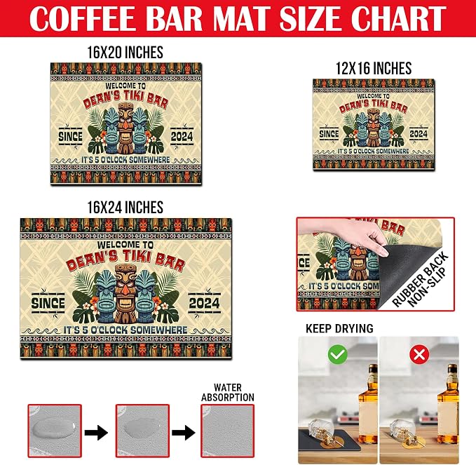 THUYPT Personalized Tiki Bar Mat, Dish Drying Mat - Image 2
