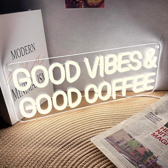 Mutank Coffee Neon Sign, Good Vibes Good Coffee Neon Light USB Powered LED - Image 2