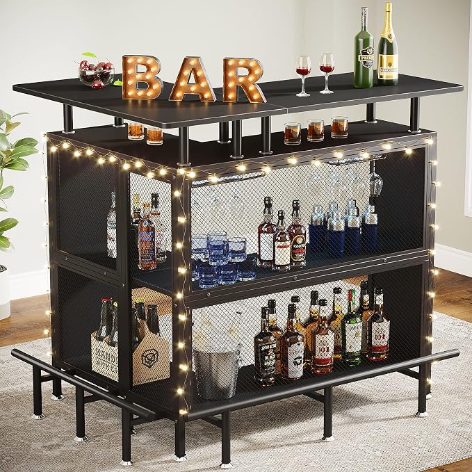 Tribesigns Home Bar Unit, L-Shaped Bar Table by Unknown