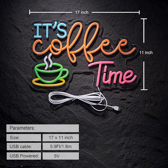 It's Coffee Time Neon Sign for Wall Décor Dimmable Coffee Station Farmhouse Bar - Image 2