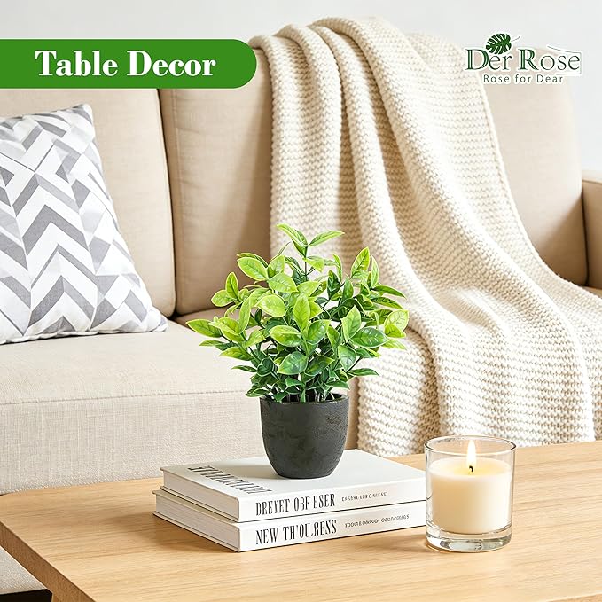 Der Rose 4 Pack Mini Artificial Plants Indoor in Pots Mixed Fake Plants - Image 2