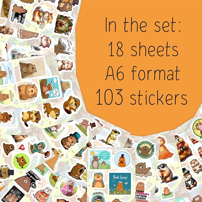 100Pcs Groundhog Stickers for Water Bottle and Laptop - Image 2