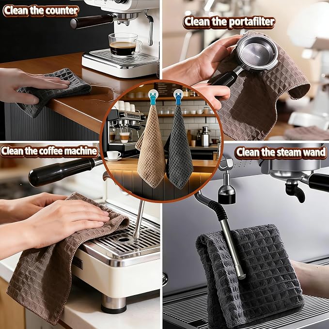 4Pack Barista Microfiber Waffle Weave Towels - Image 2