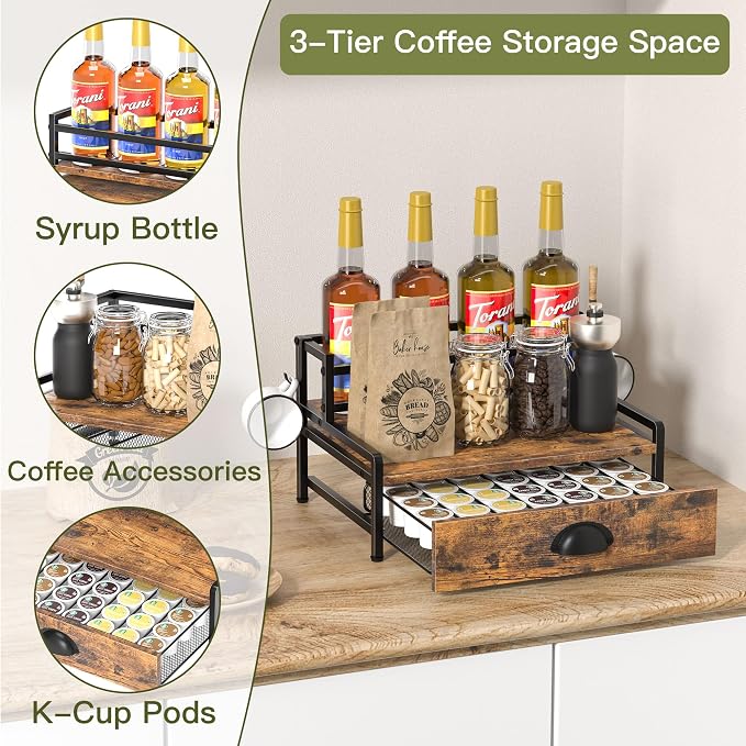 Coffee Syrup Rack Organizer, 2 Tier Countertop Storage Shelves - Image 6
