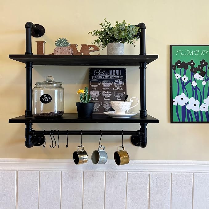 ROGMARS Industrial Pipe Bathroom Shelves Shelving, Kitchen Wall Mounted Shelves - Image 7