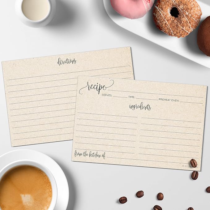 321Done Recipe Cards Modern Rustic Kraft Tan - Image 3