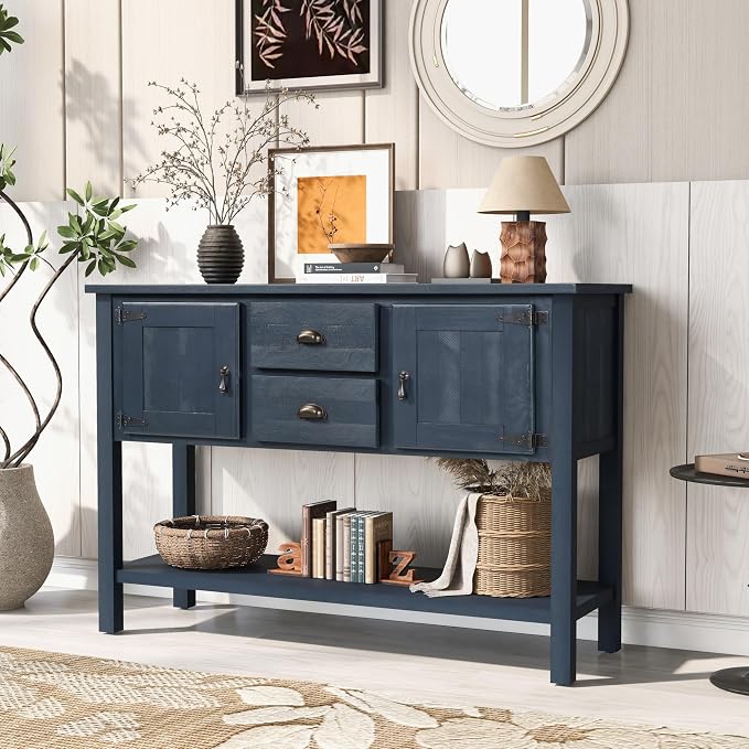 LKTART Farmhouse Sideboard Buffet Cabinet, Solid Wood Sideboard - Image 7