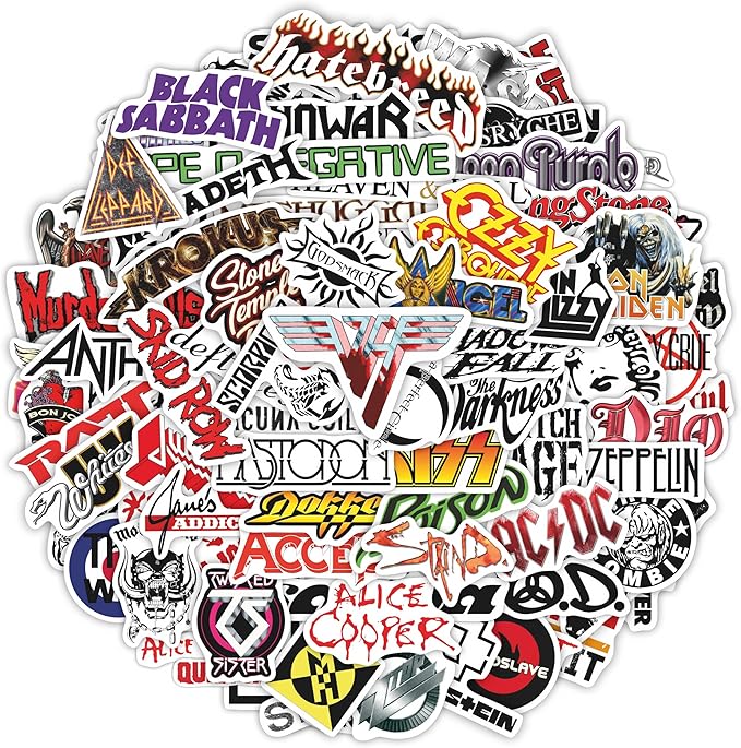 100Pcs Classic Rock Stickers, Rock and Roll Stickers, Rockabilly Band Decals by BulbaCraft