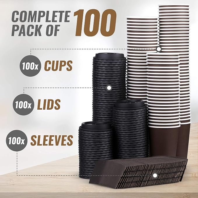 Promora 16 oz Brown Disposable Coffee Cups - Image 4