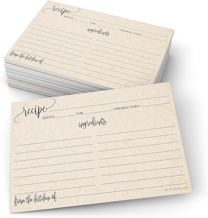 321Done Recipe Cards Modern Rustic Kraft Tan by 321Done
