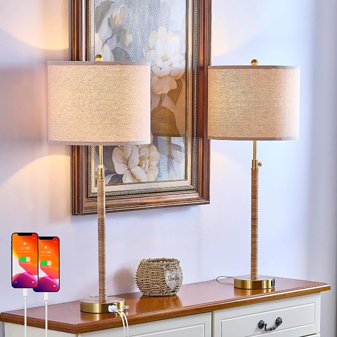 Maxax Rattan Buffet Table Lamp Set of 2 - Image 2