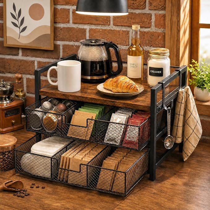 Coffee Station Organizer, Countertop Coffee Bar Holder - Image 6