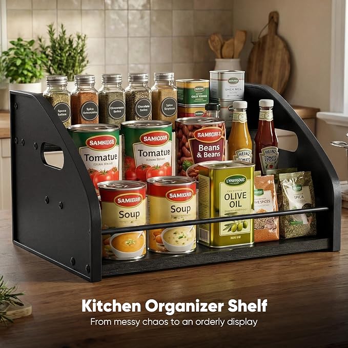 Countertop Liquor Bottle Organizer Shelf, 3-Tier | Rustic Display Rack - Image 6