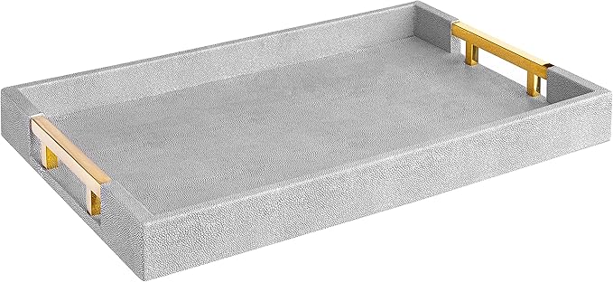 Home Redefined Modern Elegant 17.5"x12" Rectangle Glossy Grey Shagreen Faux by HomeRedefined