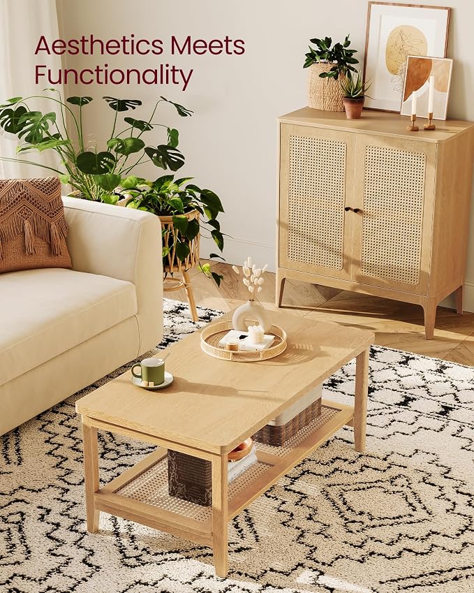 VASAGLE 2-Tier Coffee Table for Living Room, Rectangular Living Room Table - Image 4