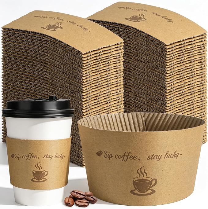 Kochorie 200 Pack Coffee Cup Sleeves Disposable Kraft Paper Coffee Sleeves by Kochorie