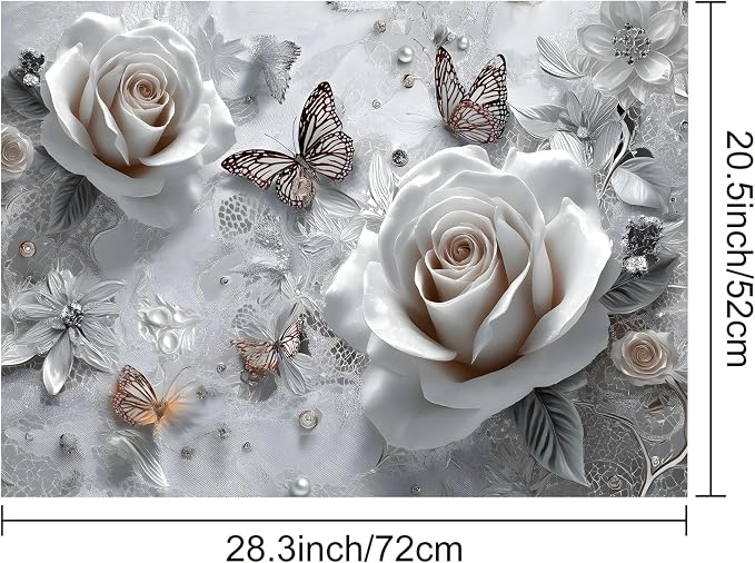 White Rose Butterfly Stove Top Cover 28.3 x 20.5 Inches, Heat Resistant Glass - Image 5