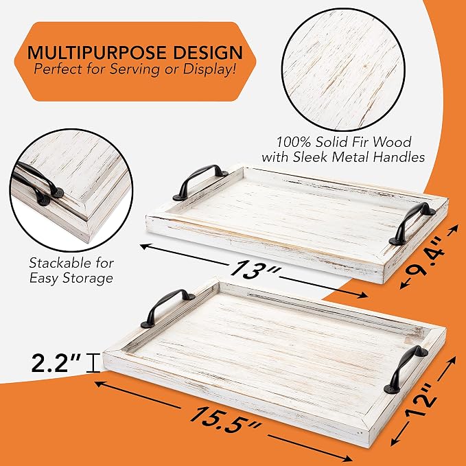 Gennua Kitchen Rustic Serving Tray Set - Image 3
