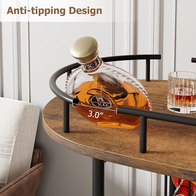 GarveeHome 3-Tier Bar Cart on Wheels, Mobile Serving Cart - Image 3