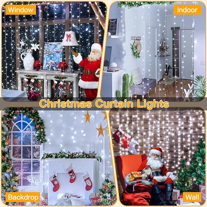 Ollny Curtain Lights 6.6x6.6ft, 200 LED White Christmas Lights - Image 8
