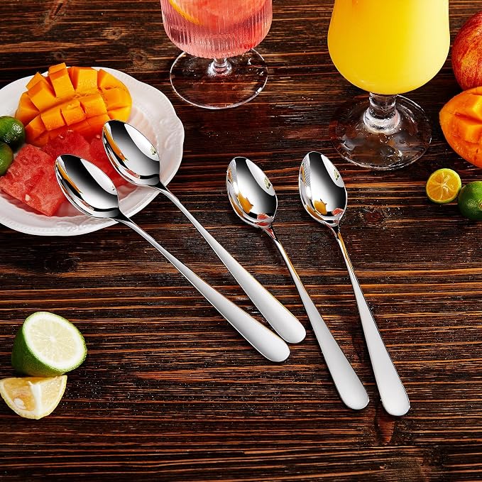 KEAWELL Premium 4-Piece Louise Long Handle Iced Tea Spoons, 18/10 Stainless - Image 7