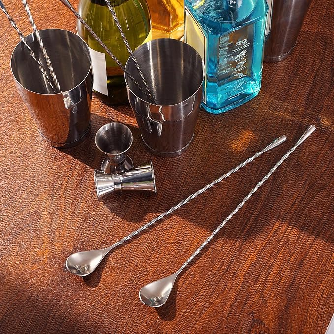 Boao 8 Pcs 12 Inch Cocktail Spoon Coffee Spoons Bar Stirring Spoon Long Handle - Image 8