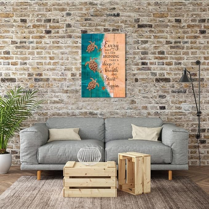 Sea Turtle Wall Art Farmhouse Bathroom Wall Decor Rustic Ocean Animal Theme - Image 3