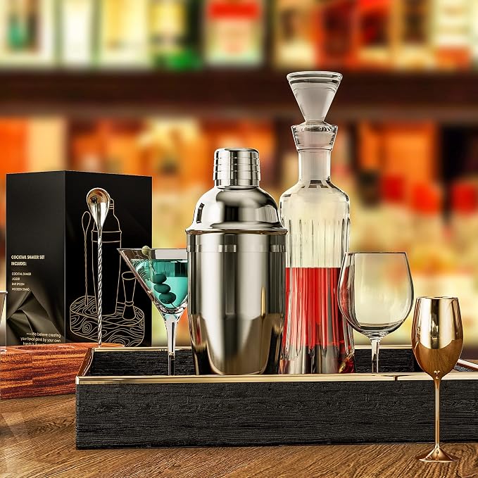 LUCKYGOOBO Cocktail Shaker Set, 24 oz Martini Shaker, Bartender Kit - Image 6