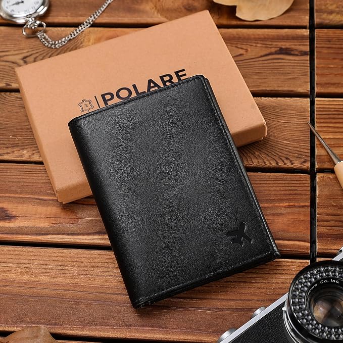 Polare Napa Leather Pilot Wallet Passport Holder RFID Blocking Tri-fold Travel - Image 5
