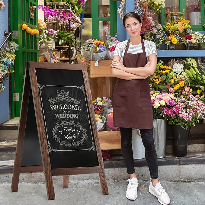 DAHAPYBOO Sandwich Board 48"x24" Solid Pine Wood Rustic Brown, Chalk Board Sign - Image 6
