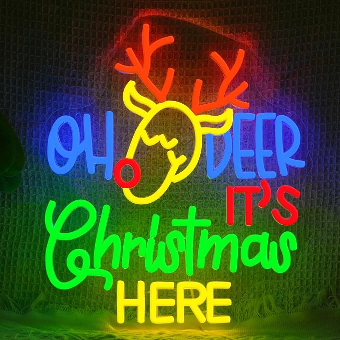 Oh Deer It’s Christmas Here Neon Sign by Unknown