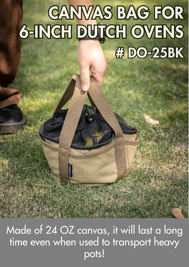 CAMPINGMOON Dutch Oven Bag 24oz Canvas Cast Iron Carry Case - Image 2