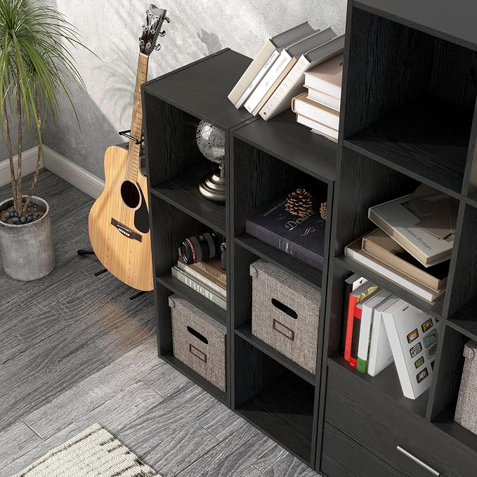 Homes: Inside + Out Apexa 3-Cube Storage Organizer Shelves, Stackable Wood - Image 2