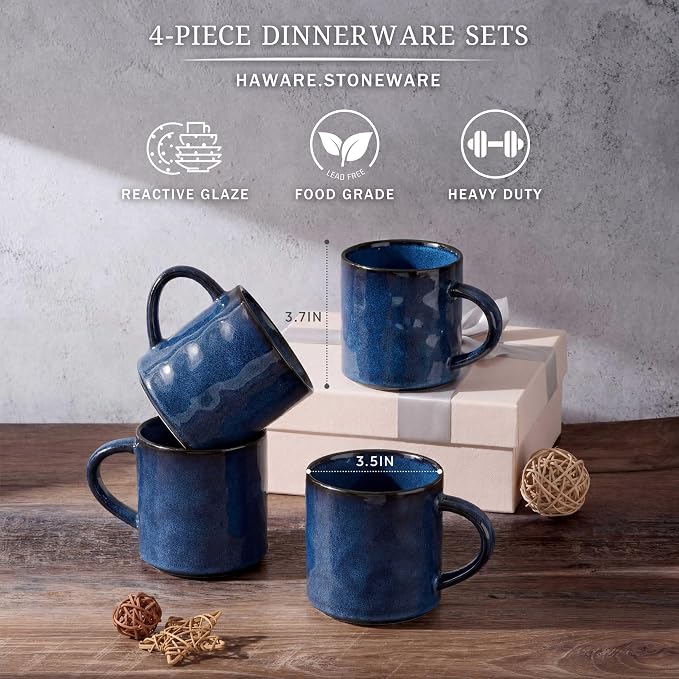 HaWare 14OZ Coffee Mugs Set of 4, Stoneware Coffee Cups - Image 2