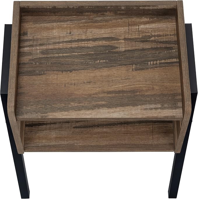 Brown End Table with Storage Cubby and Tray-Style Top, 18.5 Inch Rectangular - Image 7
