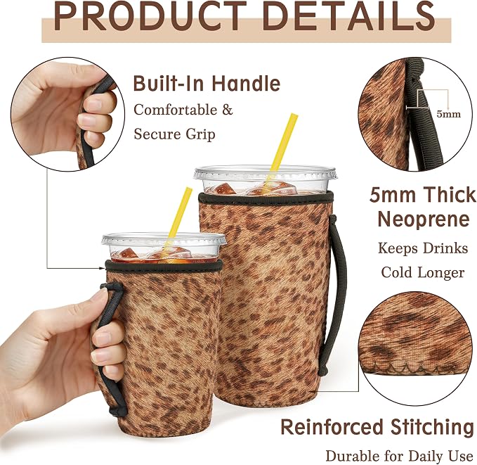 KJQJLY 3 Pack Reusable Iced Coffee Sleeves - Image 4
