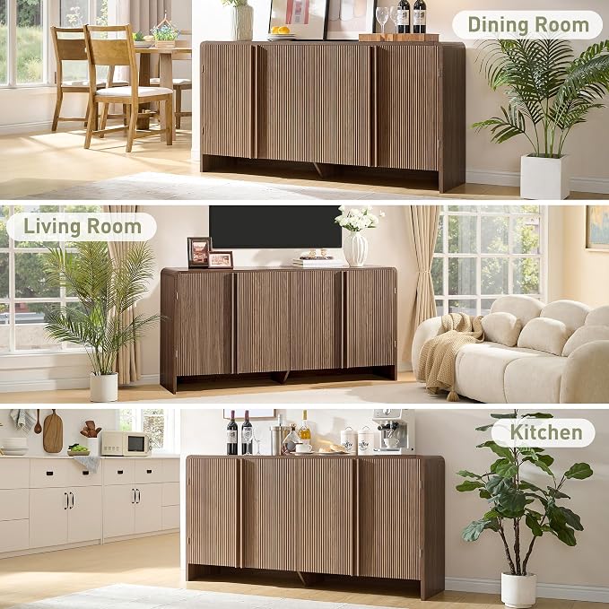 AMERLIFE 63" Fluted Sideboard Buffet Cabinet - Image 8
