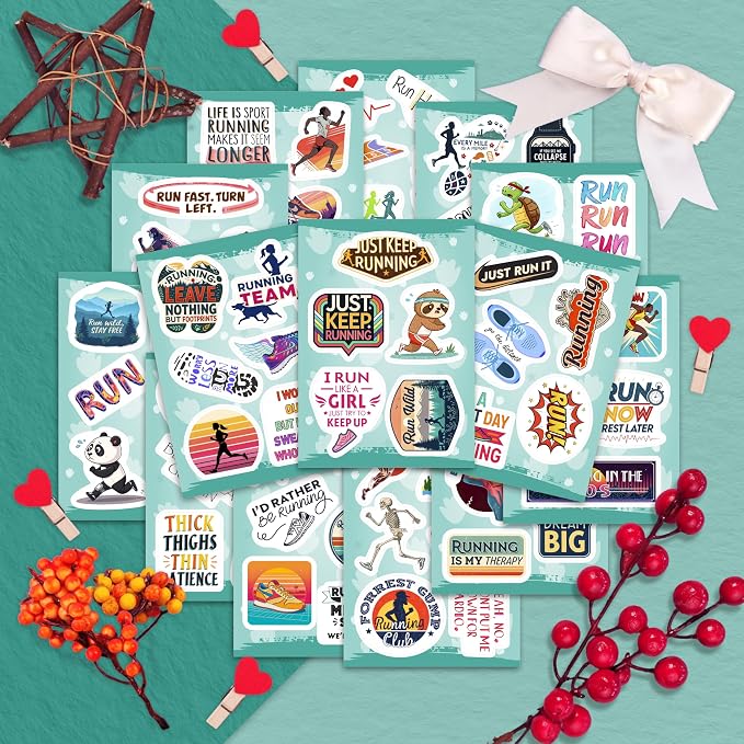 100Pcs Running Stickers for Water Bottles, Run Stickers, Runner Decals - Image 7