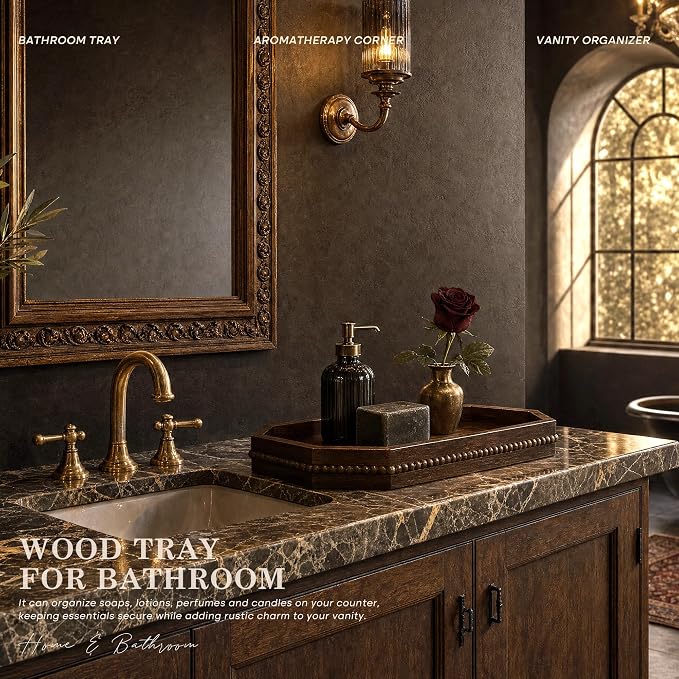 EOSAHR Acacia Wood Rustic Decorative Tray - Image 4