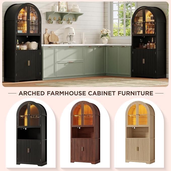 Maupvit 70" Tall Arched Wine Bar Cabinet - Image 7