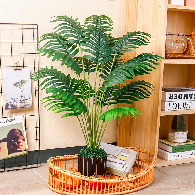 Der Rose Fake Plants Tall Artificial Palm Tree Faux Plants Indoor - Image 6