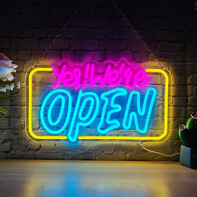 Led Neon Open Signs for Business Window Wall Door, USB Powered, Dimmable by Eoxuefo