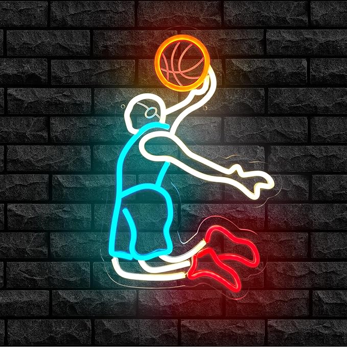 Basketball Player Neon Sign for Wall Decor, Sports LED Neon Light Sign by TAGEEKOONeonSigns